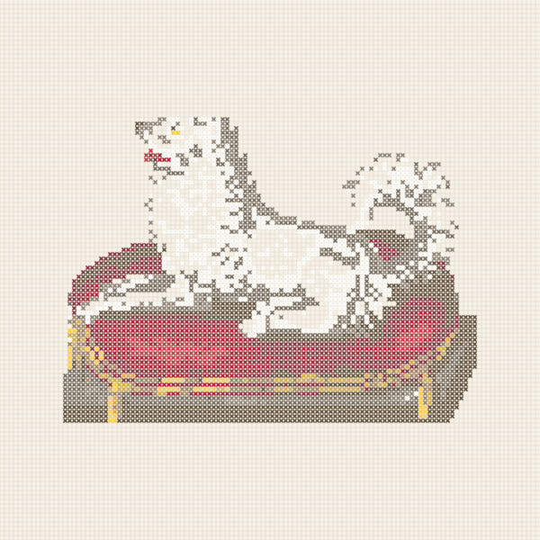 Spitz on a Cushion, cross stitch preview